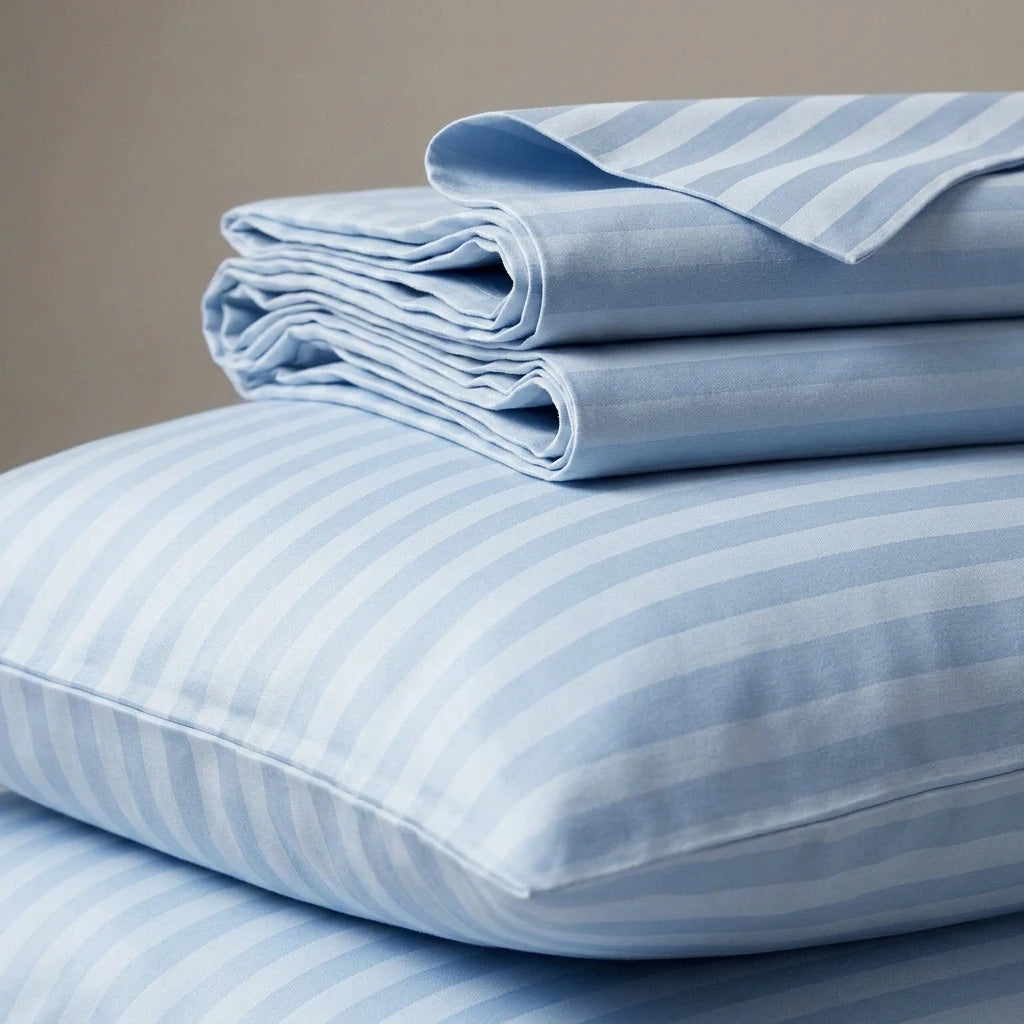 Queen Satin Stripe Sheet Set — Frost Stripe