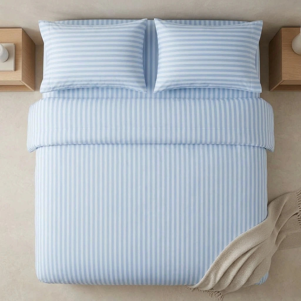 Queen Satin Stripe Sheet Set — Frost Stripe