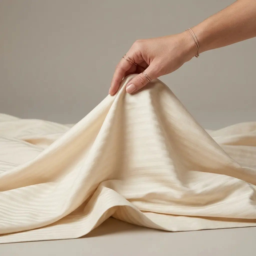 Queen Satin Stripe Sheet Set — Dune Sand Stripe